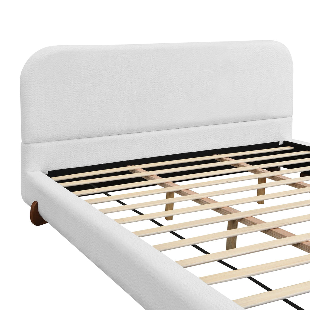 King Size Fabric Upholstered Bed Frame with Rubber Wood Legs.