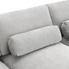 Chenille Modular Sofa - U-Shaped Couch with Storage features a soft chenille backrest and cylindrical lumbar pillow for added comfort.
