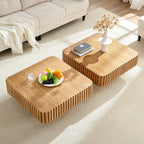 2PCS Modern Wooden Coffee Table Set for Living Room.