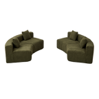 Chenille Curved Sectional Sofa with 4 Pillows for Living Room.