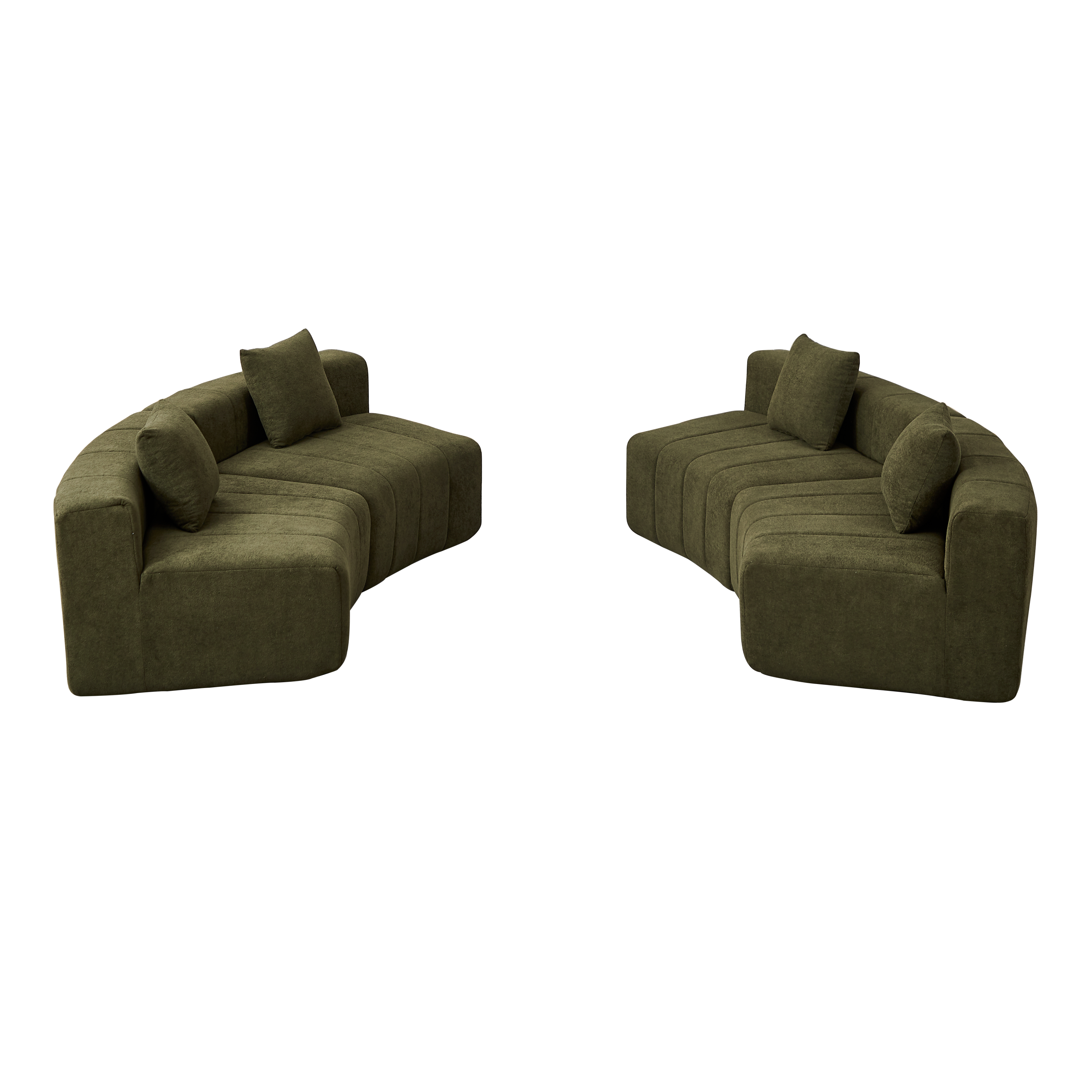 Chenille Curved Sectional Sofa with 4 Pillows for Living Room.