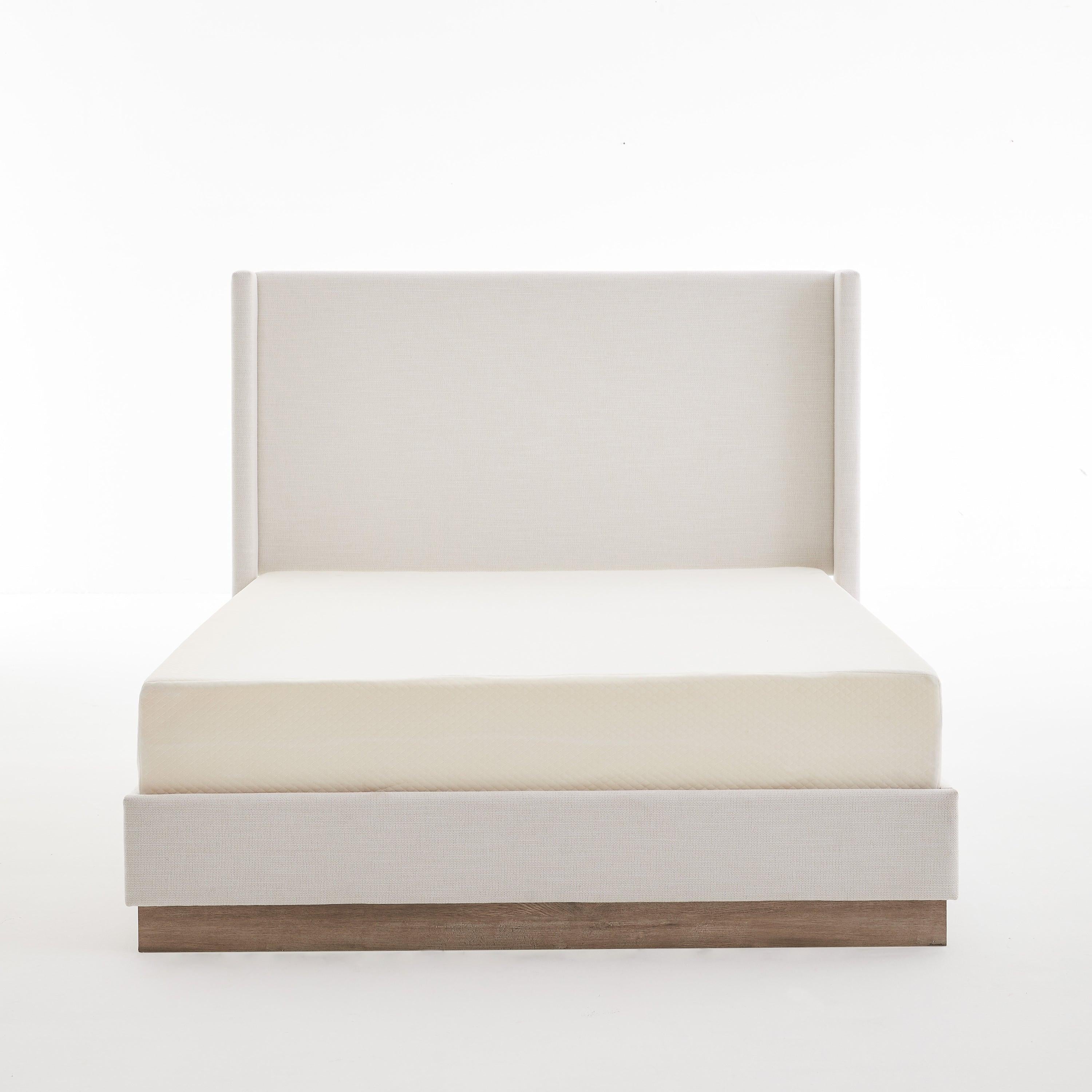 Hosford Minimalist Upholstered Wingback Bed.