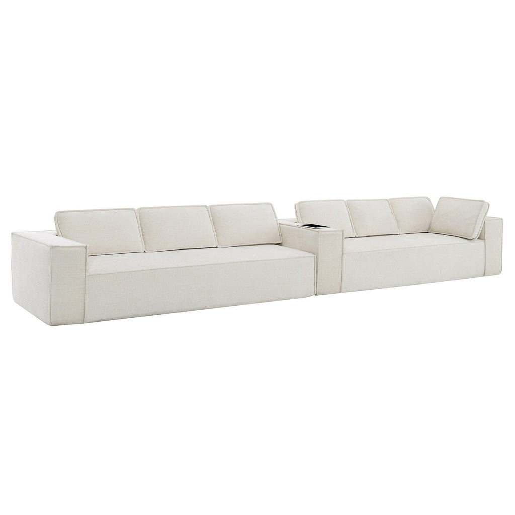 Minimalist Modular Sectional Sofa with Wrinkle-Resistant Fabric.