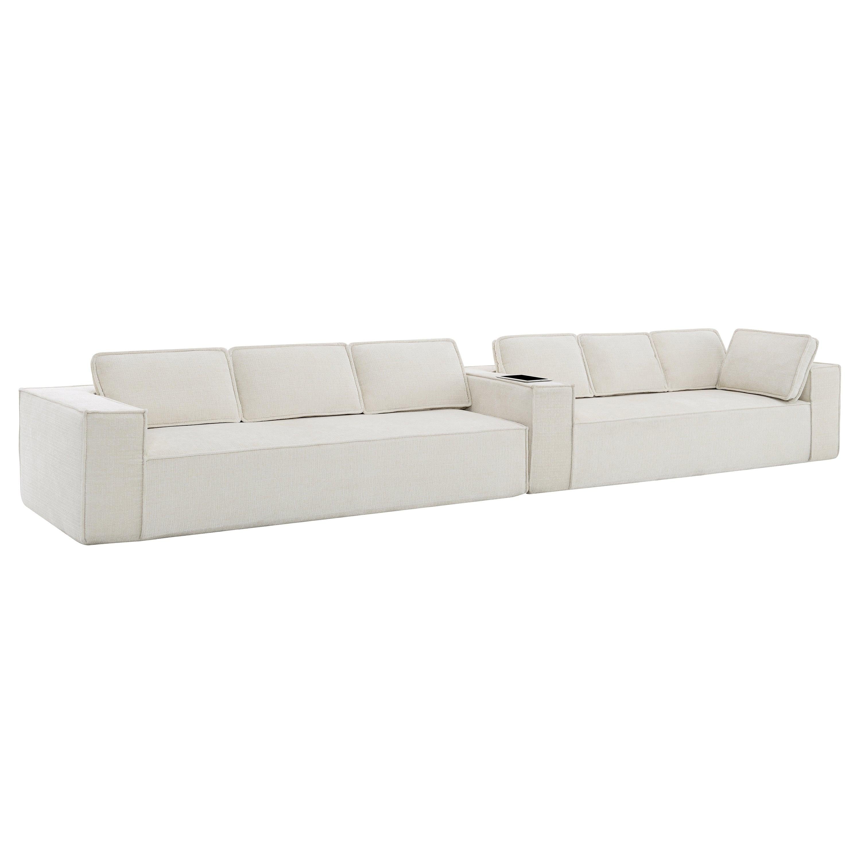 Minimalist Modular Sectional Sofa with Wrinkle-Resistant Fabric.