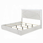 Modern White LED Queen Bed - Contemporary Design.