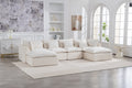 Oversized 130-Inch Antique White Velvet 4-Seater Modular Sofa