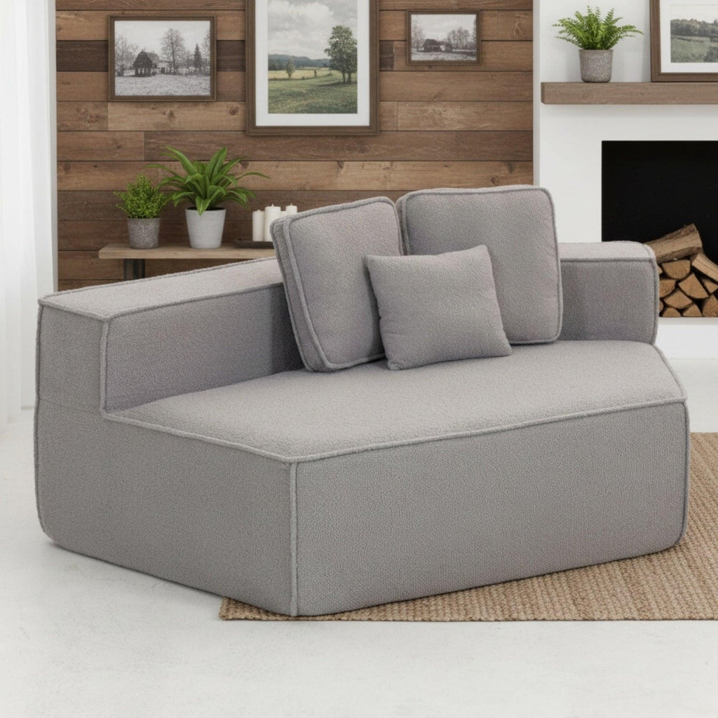 Modern Minimalist Teddy Fabric Single Sofa Chair, Plush Upholstered Seating with Three Supportive Back Cushions for Stylish Living Rooms and Cozy Interiors-33017-R.