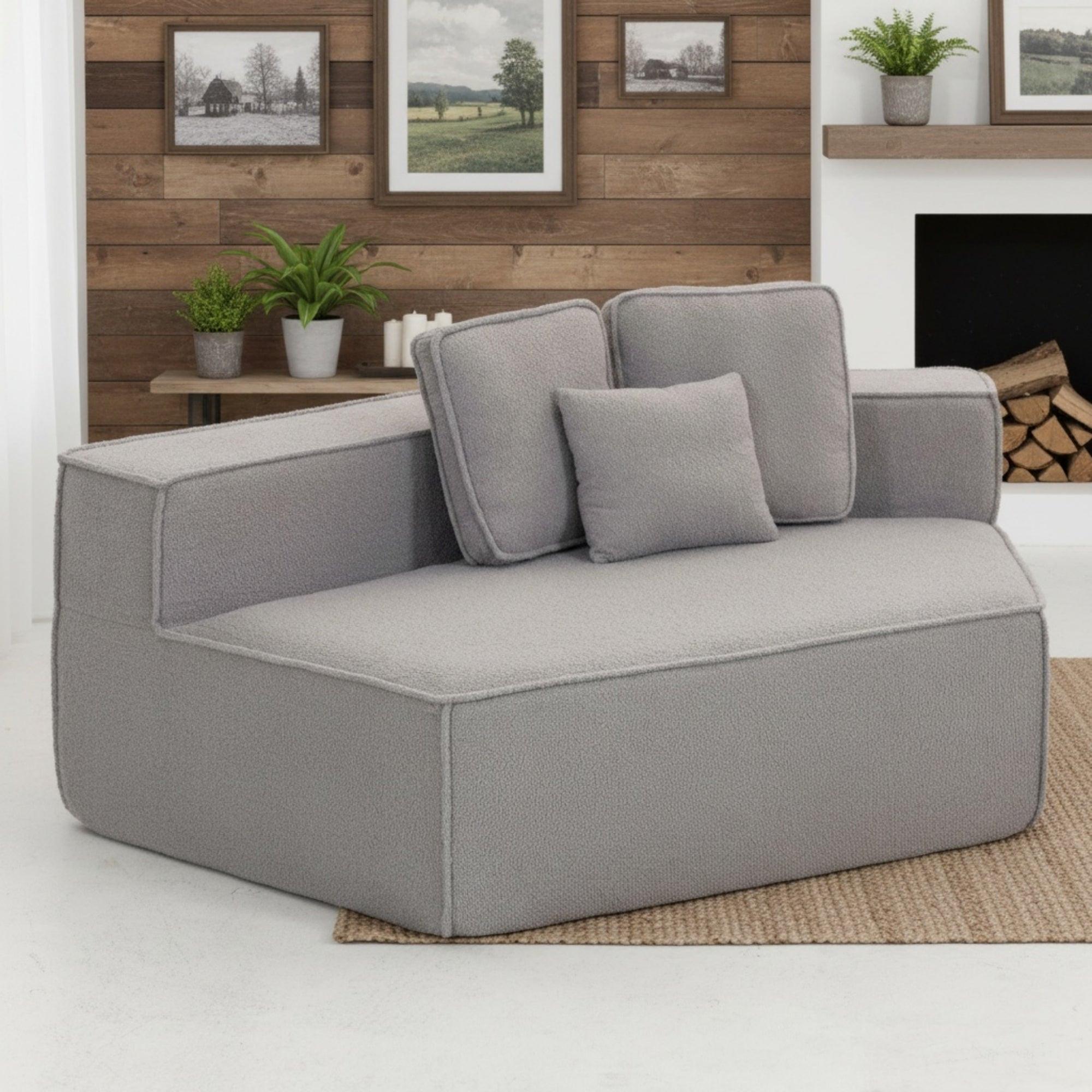 Modern Minimalist Teddy Fabric Single Sofa Chair, Plush Upholstered Seating with Three Supportive Back Cushions for Stylish Living Rooms and Cozy Interiors-33017-R.
