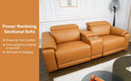 3-Piece Modular Leather Sofa with Cup Holders for Comfort.