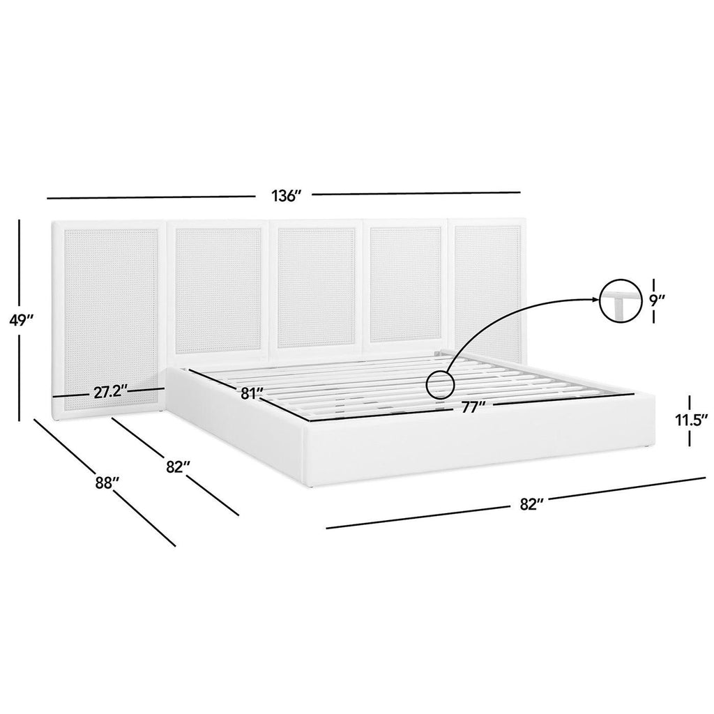 Capri Cane Platform Bed with Extended Headboard.