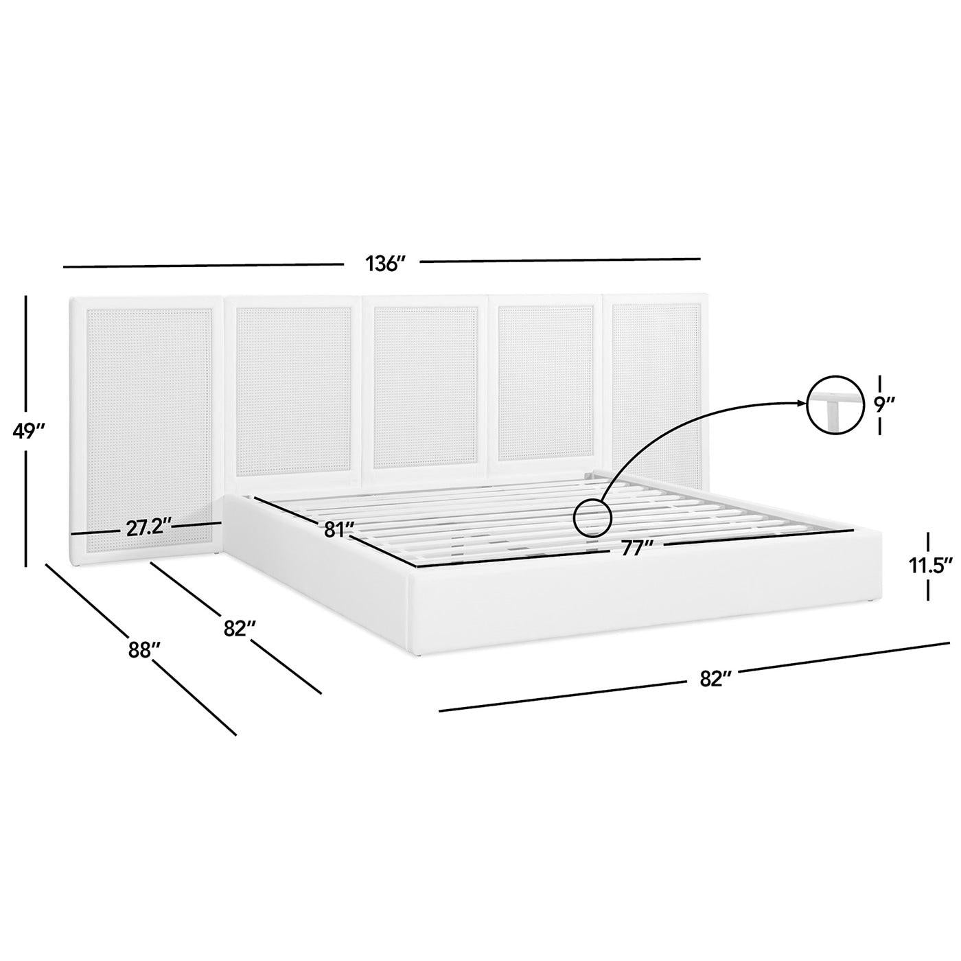 Capri Cane Platform Bed with Extended Headboard.