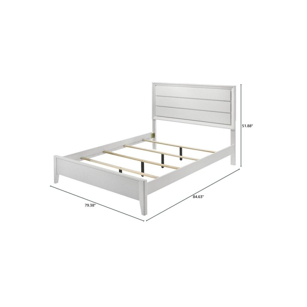 Contemporary King Bed Frame with Wave Texture Headboard.