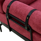 Modern Loveseat Sofa 59' Sofa Couch 2-Seater with USB Ports, Unique Cylindrical Armrests, Red Chenille