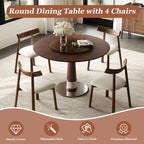 47 Inch Solid Wood Dining Table Set with 4 Chairs.