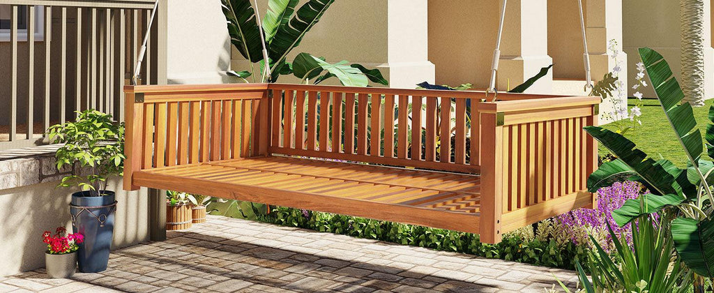 TOPMAX Twin Size Garden Swing Bed for Outdoor Relaxation.