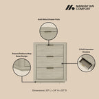 Evelyn 20' Nightstand in Natural (3-Drawer)