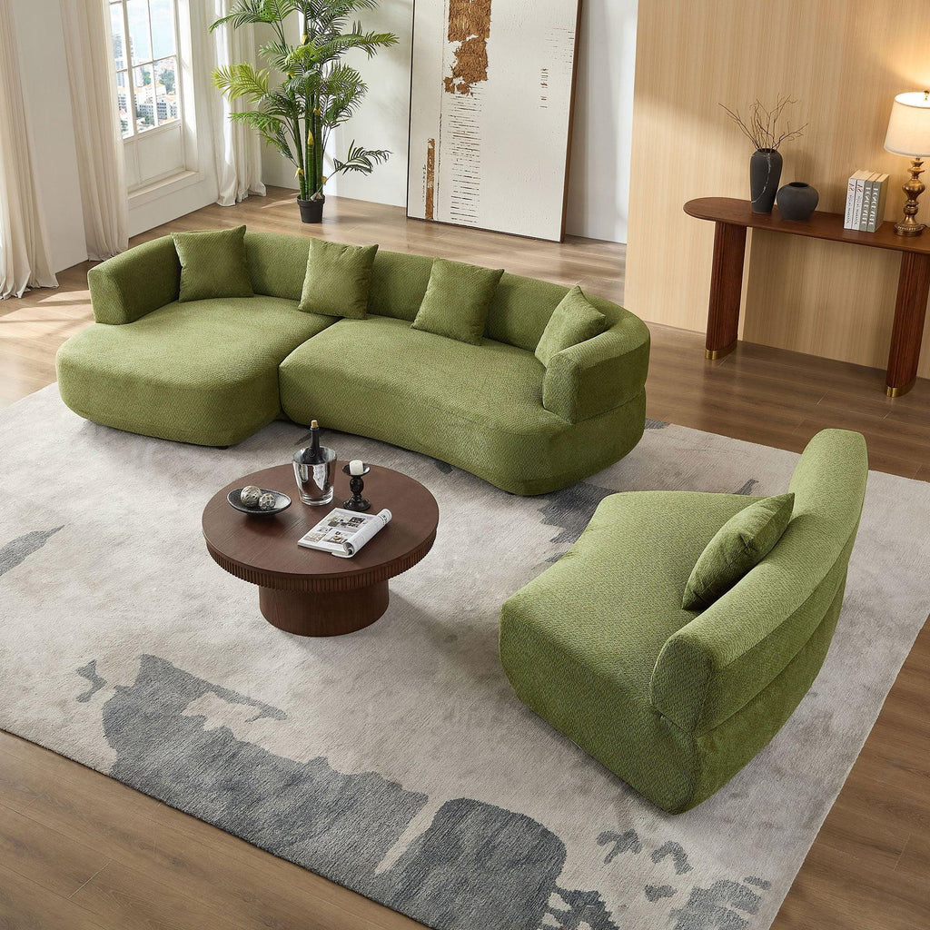 155.91 Inch Curved Modular Sofa with Pillows.