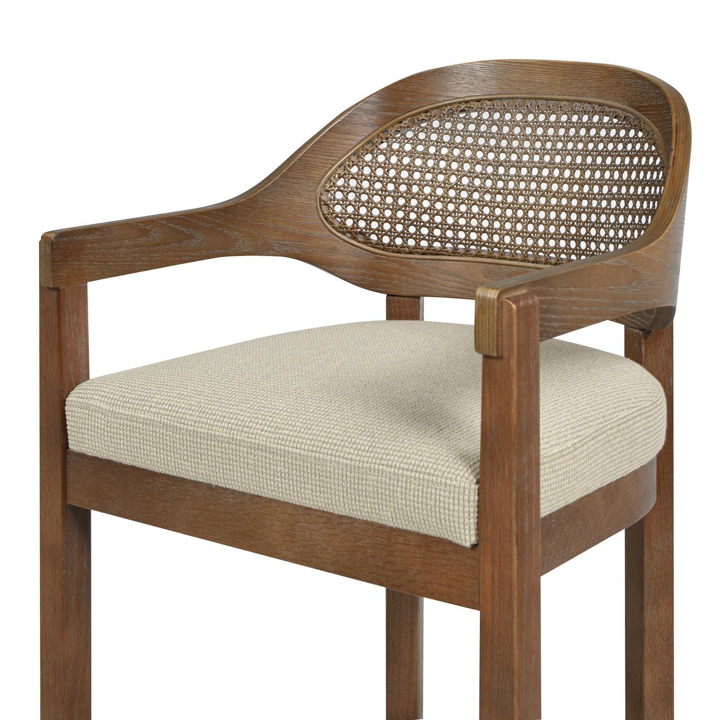 Americana Mid-Century Modern Cane Back Bar Stool.