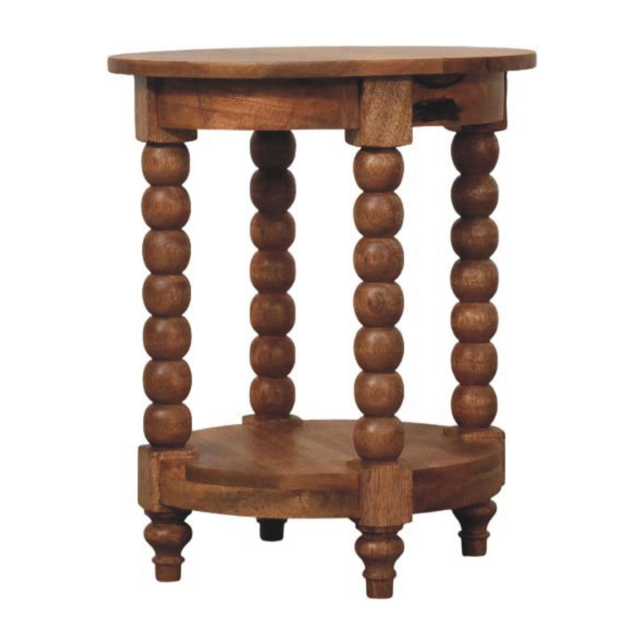 Wooden Barley Twist Round Side Table.