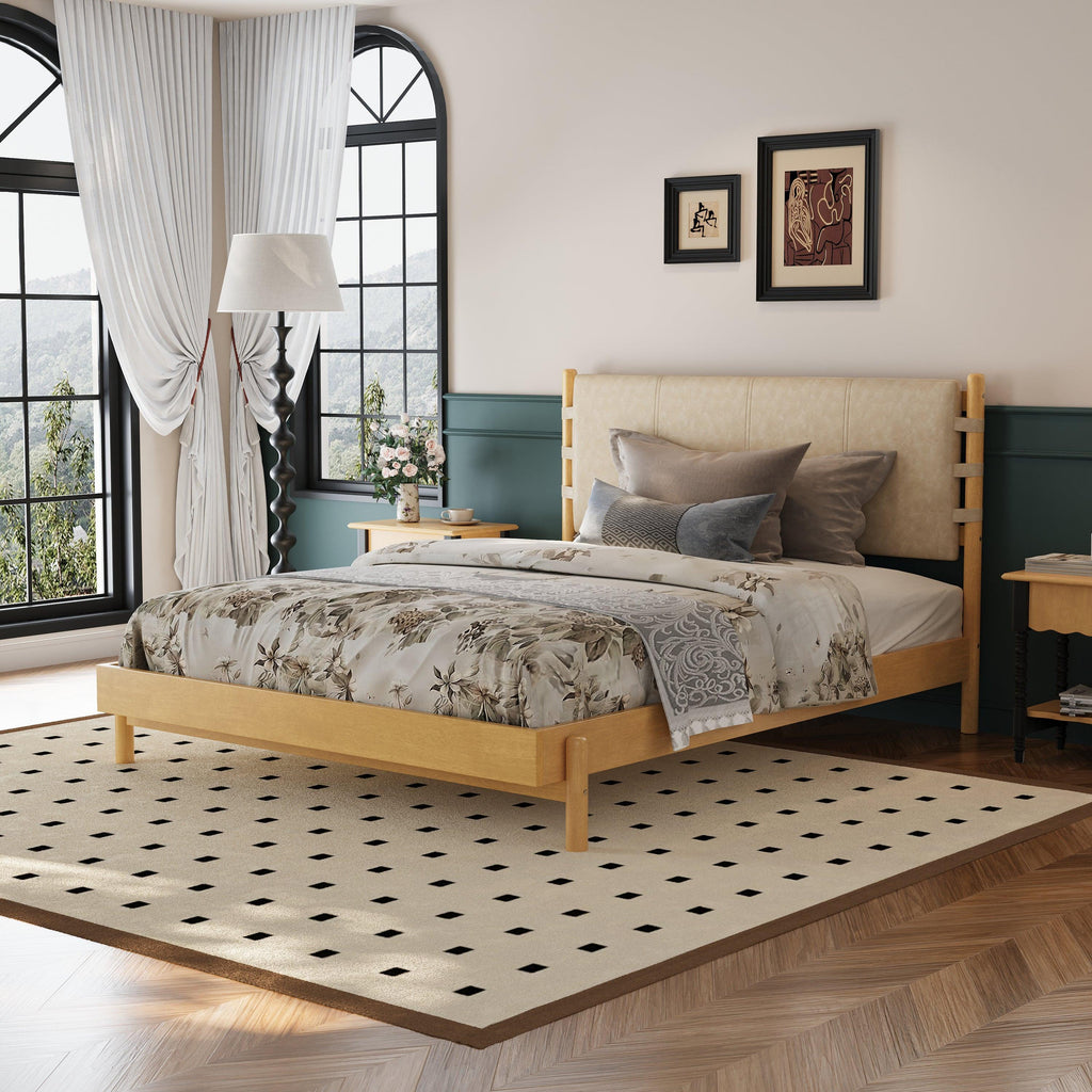 Queen Rubber Wood Bed Frame with Headboard.
