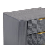 Mid-Century Nightstand with 3 Drawers in Dark Gray.