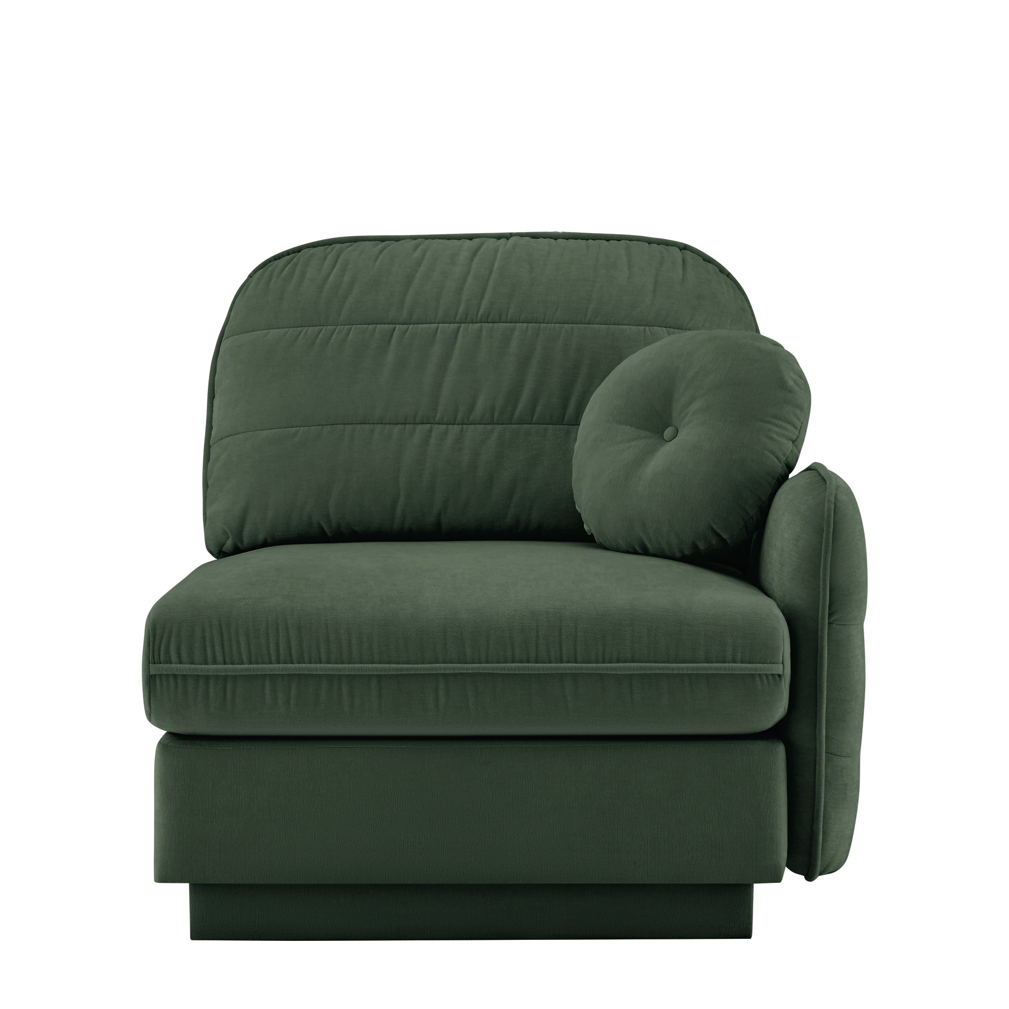 Celena Green Chenille 1-Seater Sofa with Soft Velvet Texture