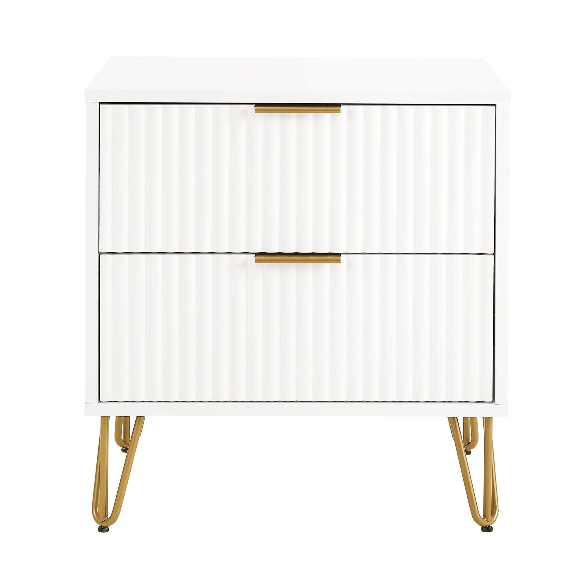Dumbo 20' Fluted Nightstand in White (2-Drawer)