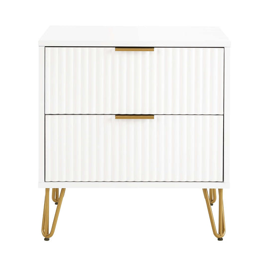Dumbo 20' Fluted Nightstand in White (2-Drawer)