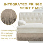 Modular Sectional Sofa in Beige with Button Tufting.