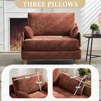 Front view of Convertible Sofa Bed Recliner with three pillows, emphasizing ergonomic support and plush chenille fabric.