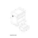 Beverly Black and White Nightstand with Spacious Drawer and White Marble-Like Inlay with Speakers, Rubber Wood, Rounded Sides, Fluted Detailing, 28L x 17W x 26.5H Inches