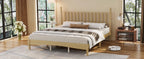 King Size Wood Platform Bed Featuring a Gourd Shaped Headboard.