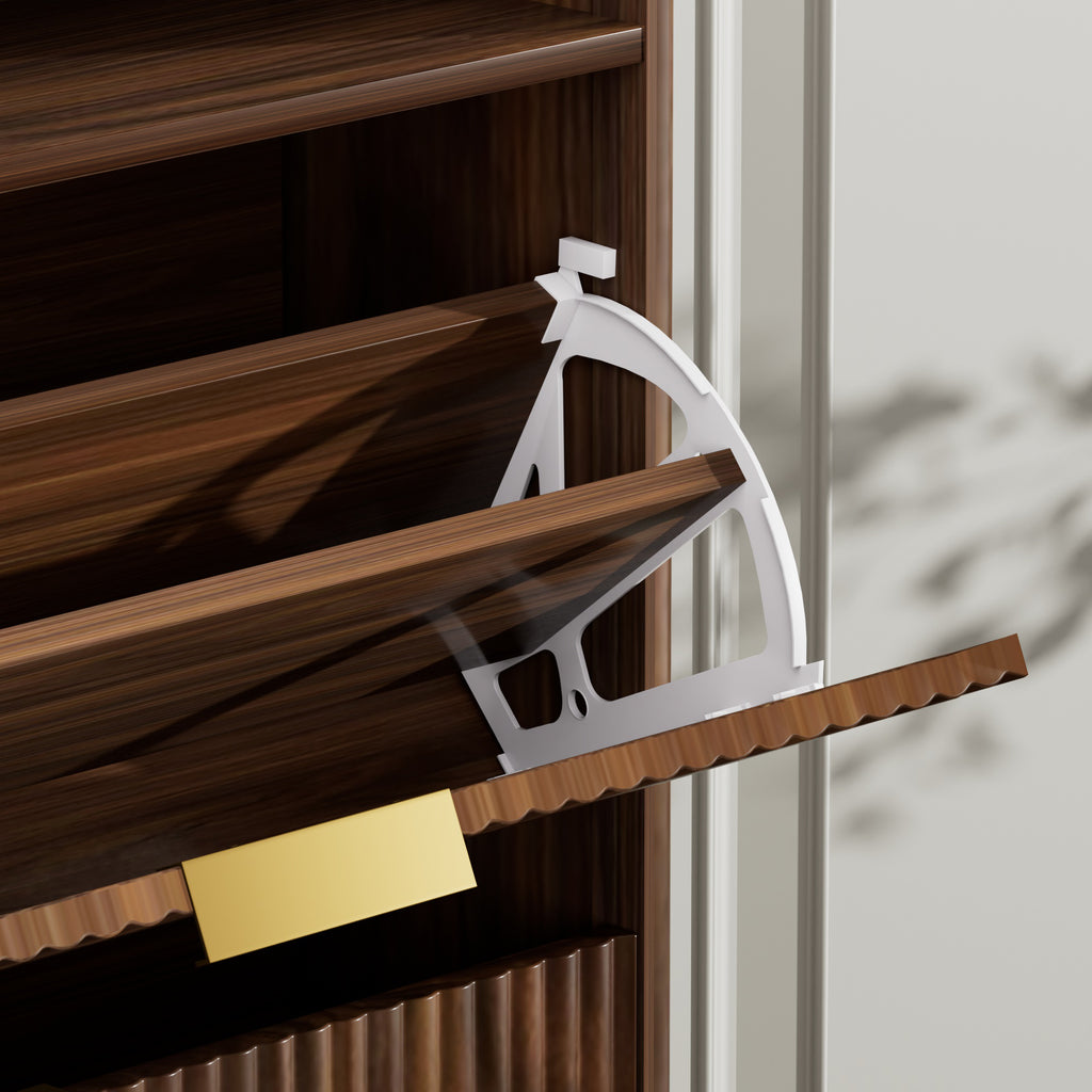 Shoe Storage Cabinet for Entryway with Flip Drawers - Walnut