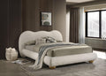 Queen Size Boucle Bed with Wood Feet.
