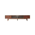 Solid Red Oak TV Cabinet with Glass Doors and Storage.