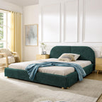 Queen Size Upholstered Bed Frame with Curved Headboard.