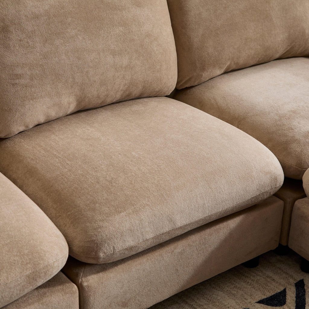 130 in. Oversize Modular Sectional Velvet Sofa with Ottoman.