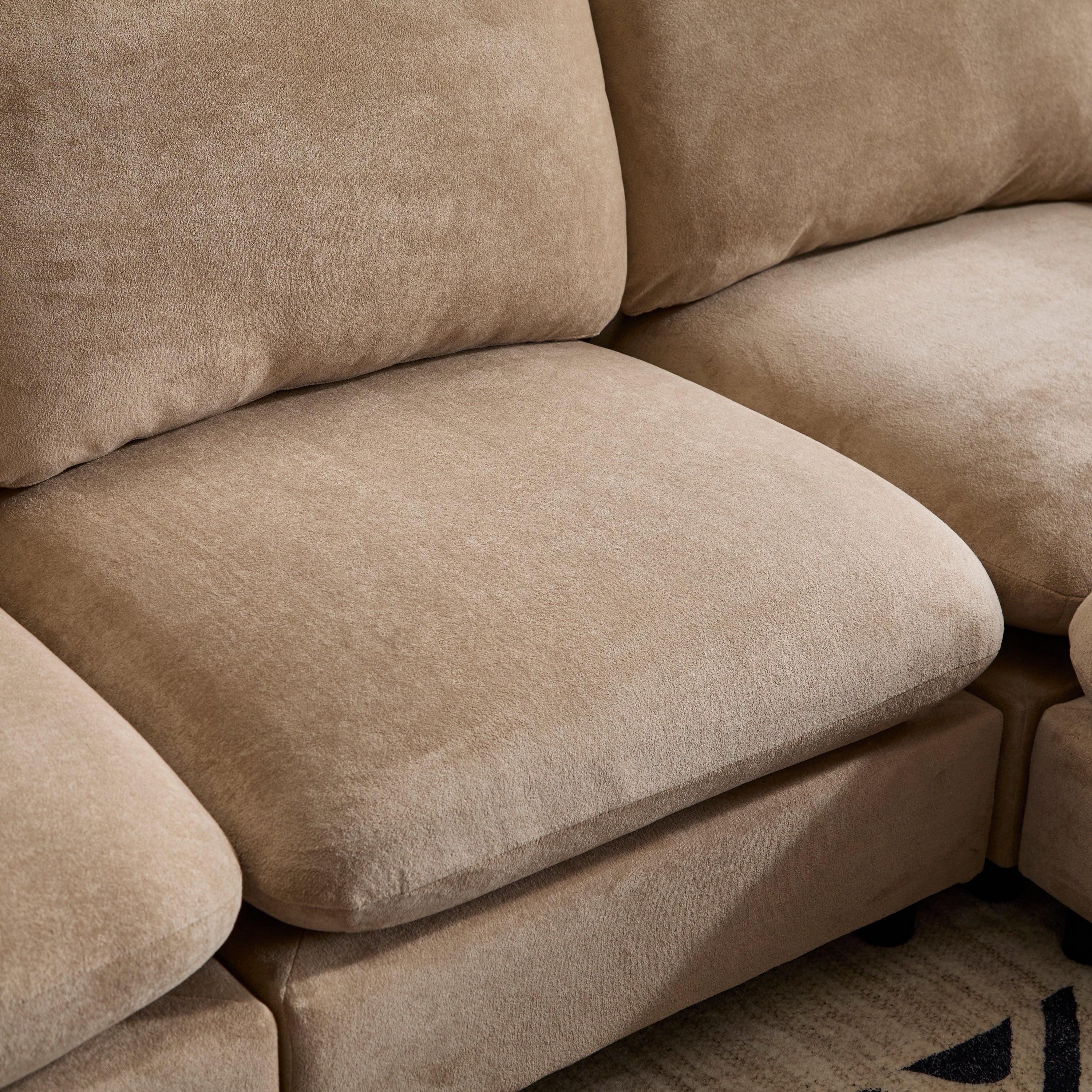130 in. Oversize Modular Sectional Velvet Sofa with Ottoman.