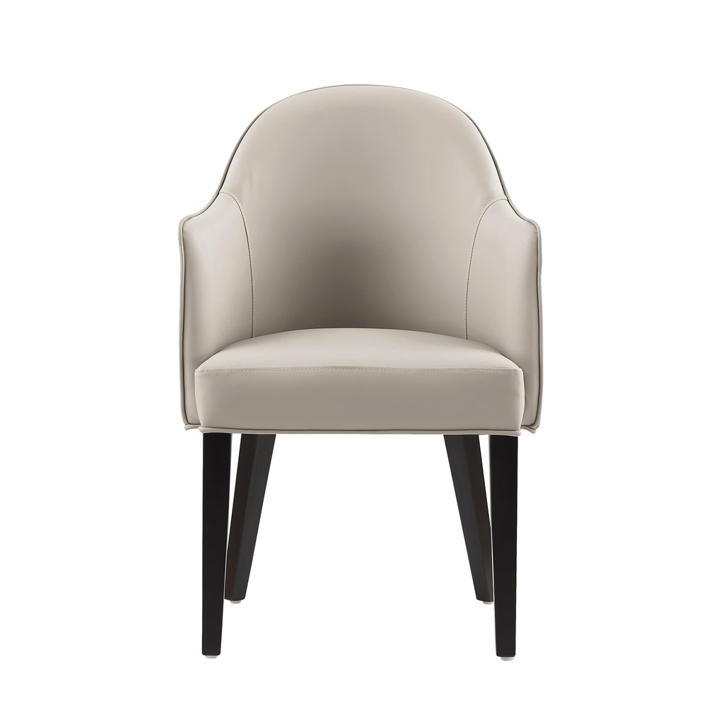 Hillman Wood Vegan Leather and Velvet Armchair in Light Gray
