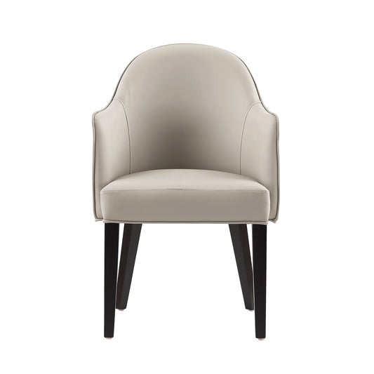 Hillman Wood Vegan Leather and Velvet Armchair in Light Gray