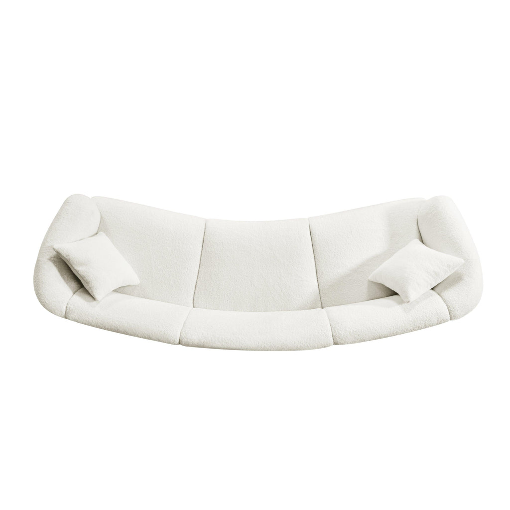 Curved Contemporary 3-Seater Sofa in Beige for Stylish Living.