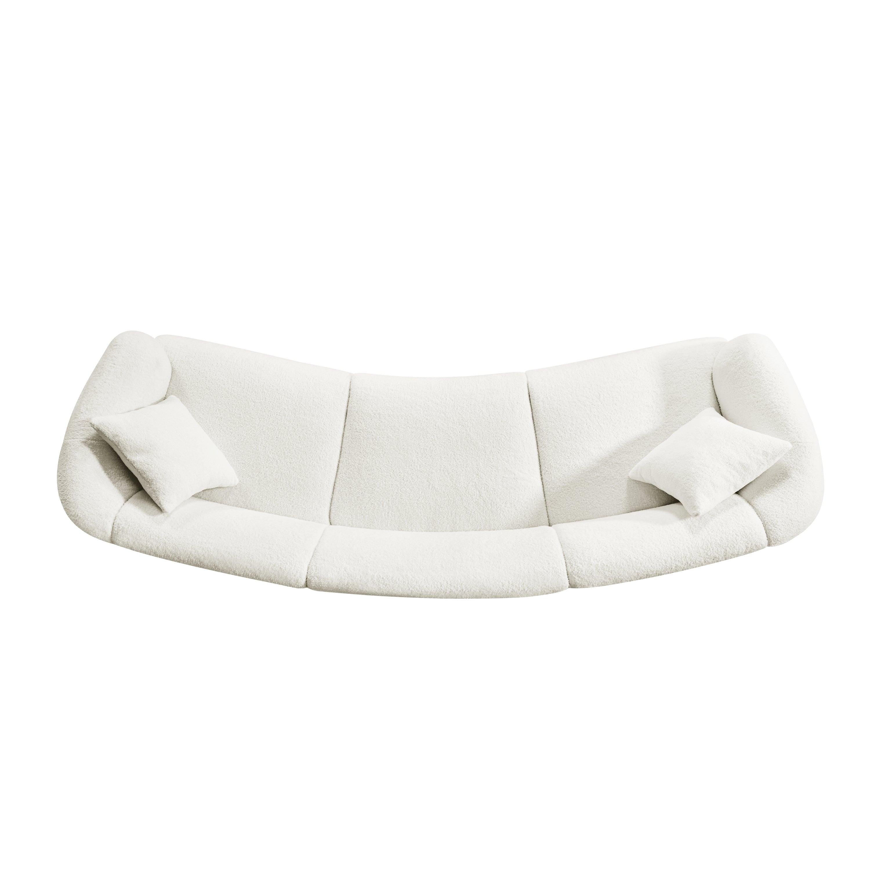Curved Contemporary 3-Seater Sofa in Beige for Stylish Living.