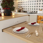 Expandable Kitchen Island with Dining Table & Power Outlet.
