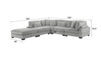 Gray Bentley Modular Sectional Sofa with dimensions 135x135 inches, featuring plush corduroy fabric and deep seating for modern interiors.