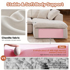 Close-up of chenille fabric and memory foam cushion in L-Shaped Sectional Sofa, highlighting soft, durable, and supportive construction.