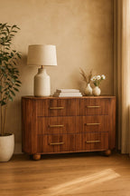 Solid Wood Ridgefront Chest – Roasted Almond,Brown,6-Drawers