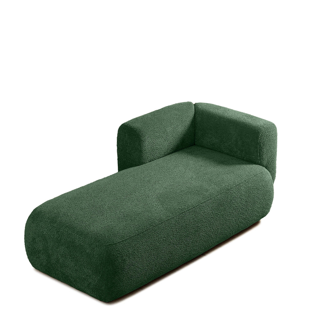 Upholstered Chaise Lounge - Green Foam & Spring Design.