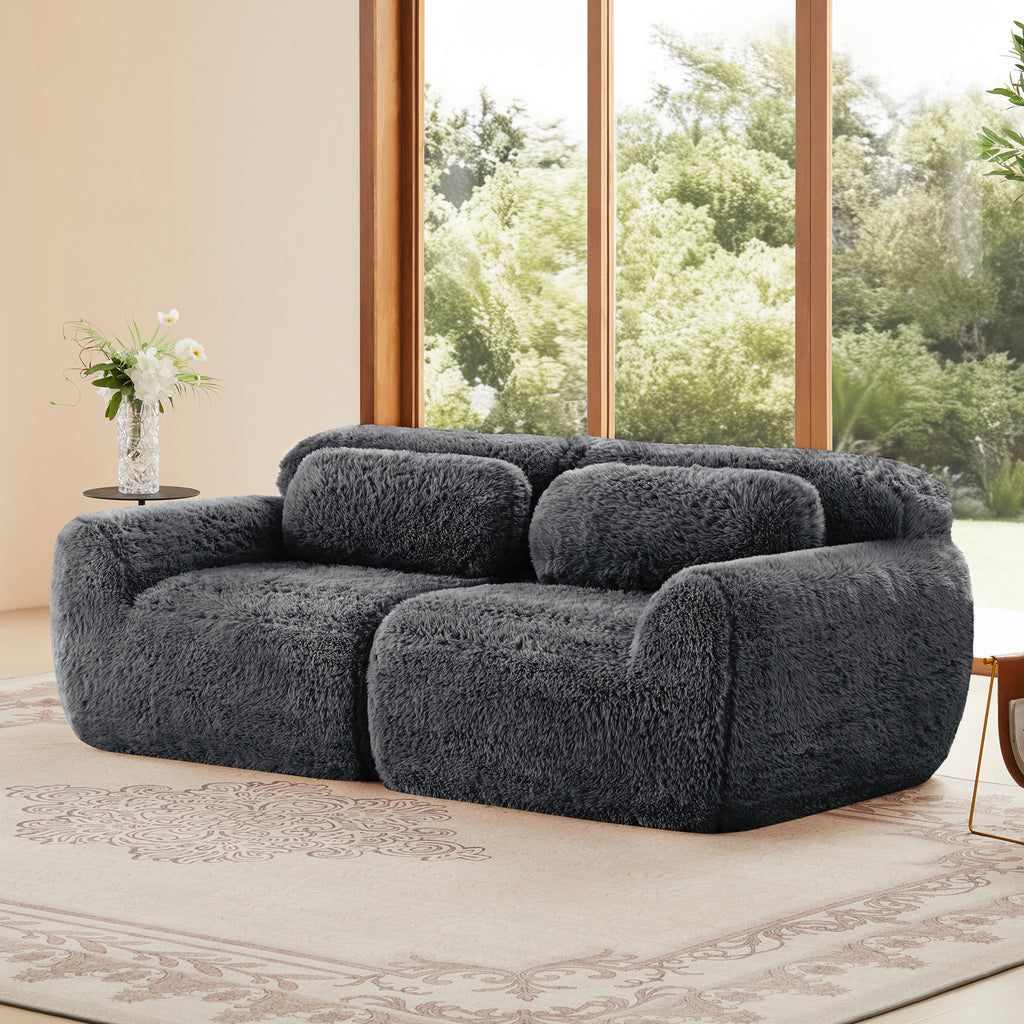 Dark Grey Modular Sofa with plush texture and ergonomic backrest, ideal for stylish and comfortable living room arrangements.