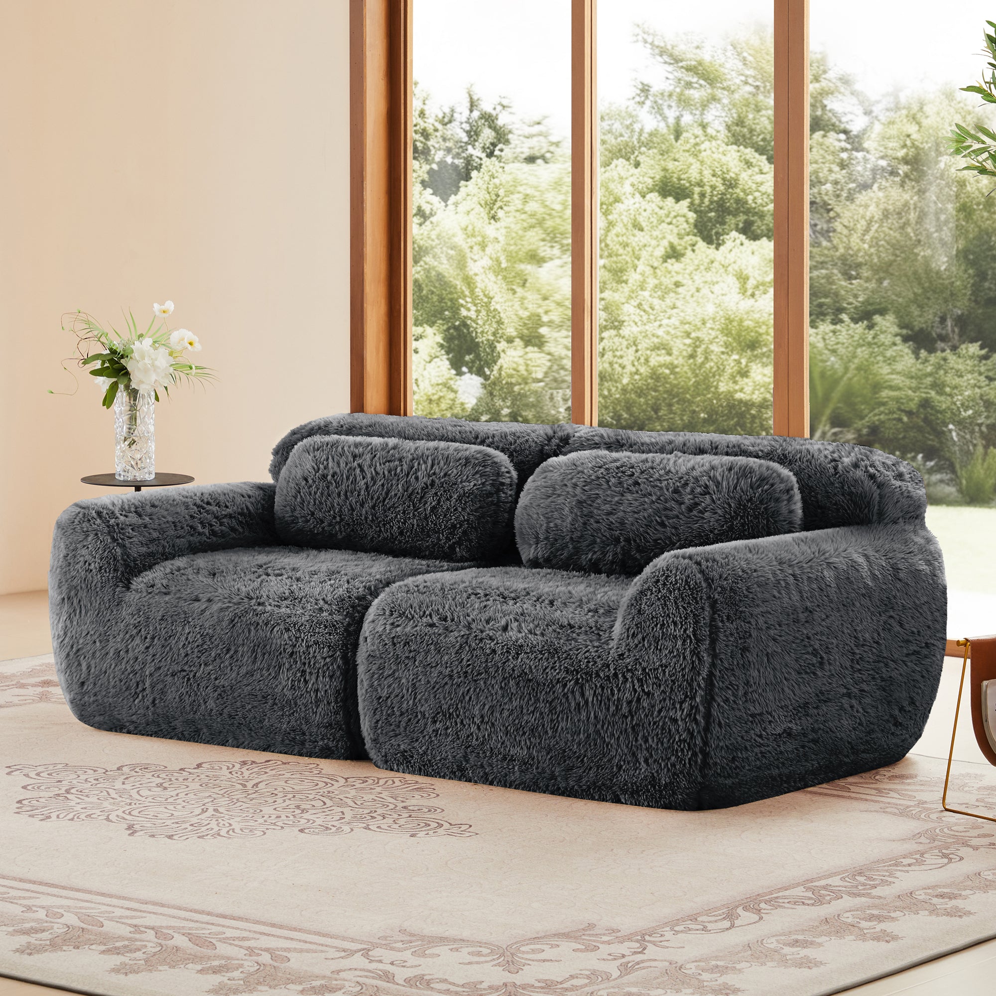 Dark Grey Modular Sofa with plush texture and ergonomic backrest, ideal for stylish and comfortable living room arrangements.