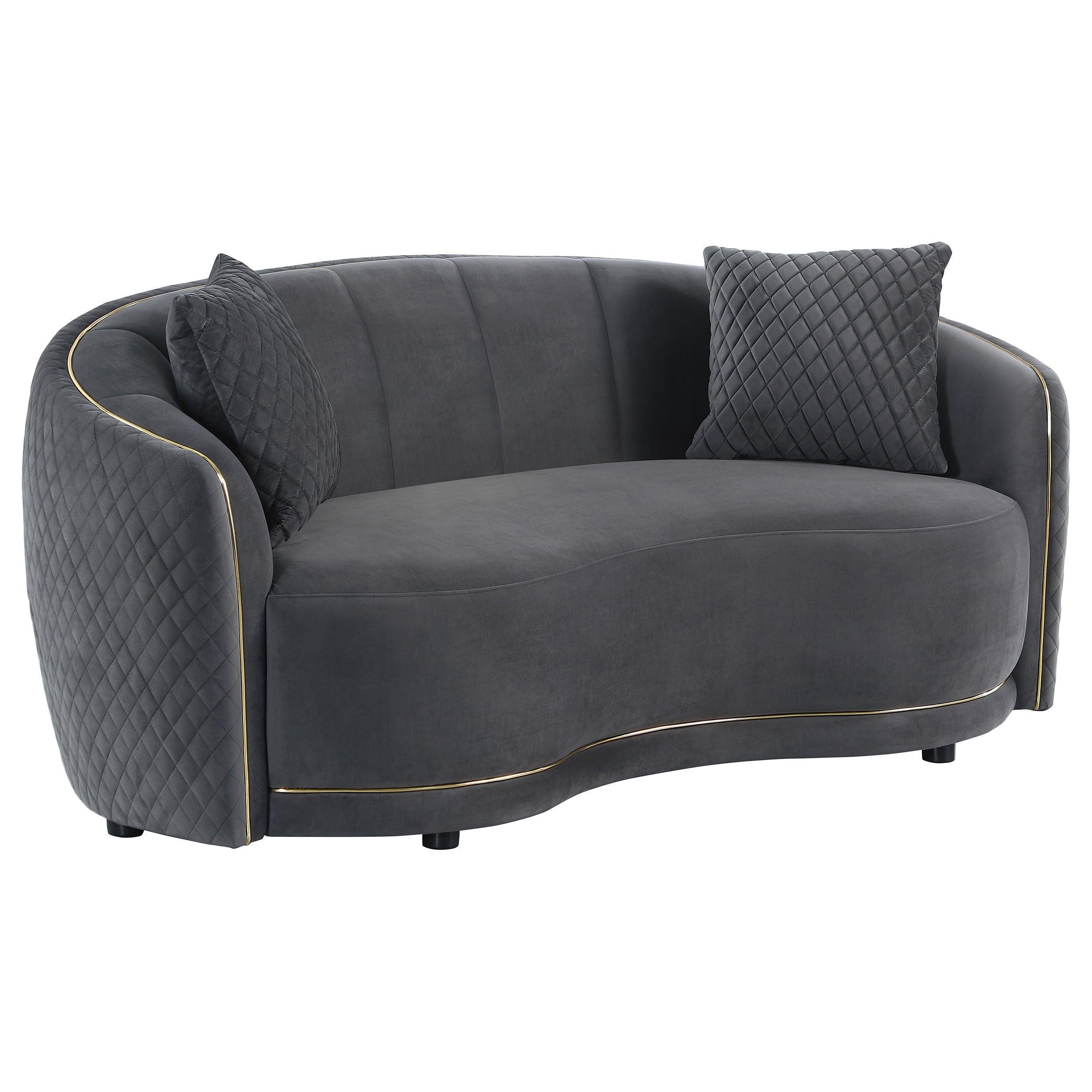 Lorraine Dark Grey Upholstered Sofa Set.